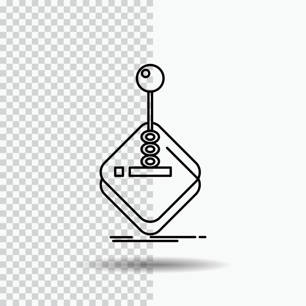 speelhal. spel. gamen. joystick. stok lijn icoon Aan transparant achtergrond. zwart icoon vector illustratie