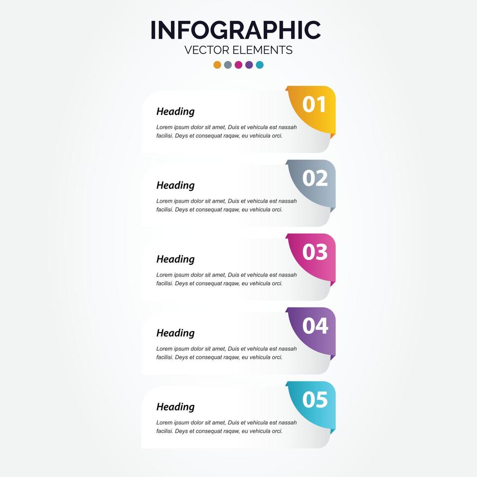 vector verticaal infographic ontwerp met pictogrammen. 5 opties of 5 stappen. werkwijze diagram. stromen grafiek. info diagram