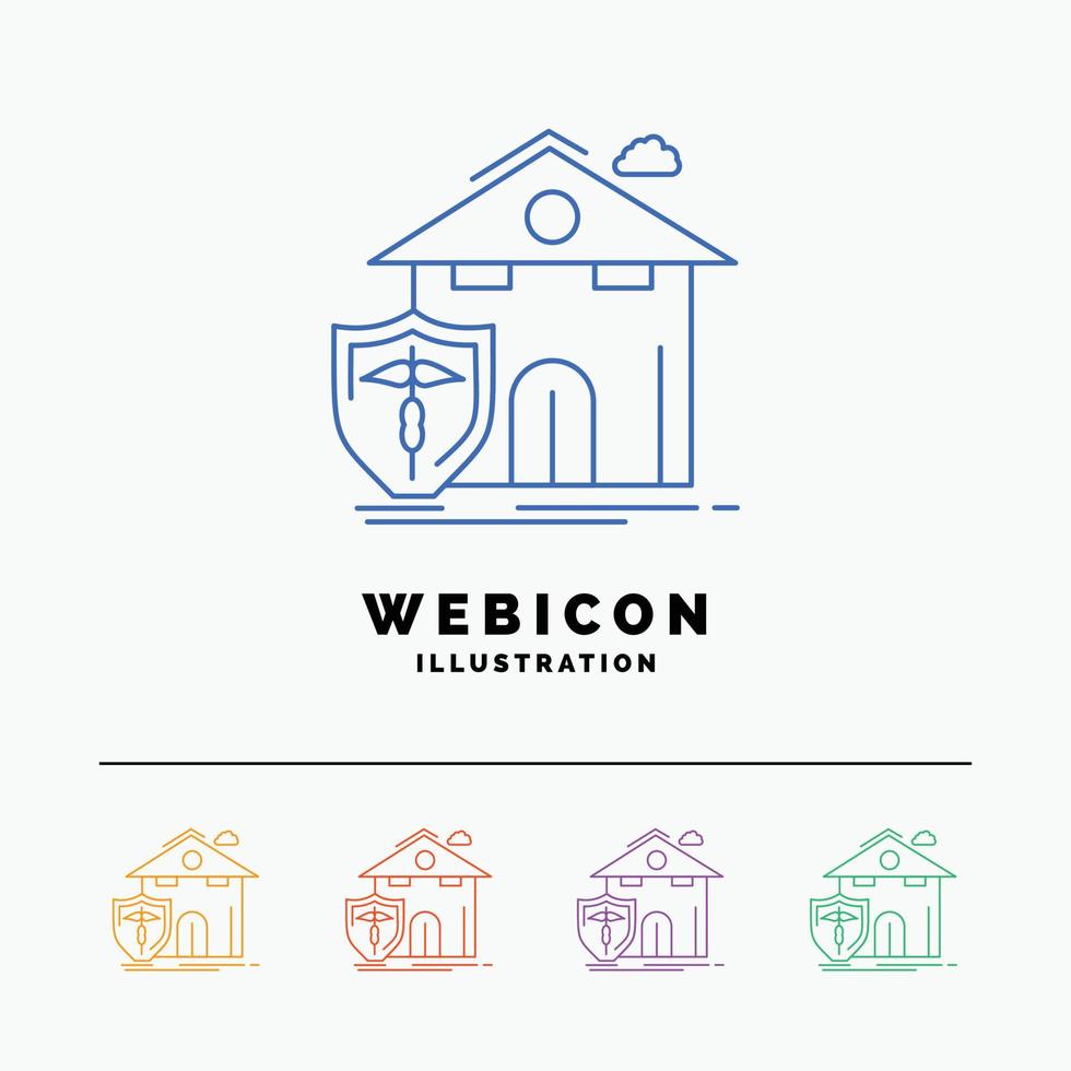 verzekering. huis. huis. slachtoffer. bescherming 5 kleur lijn web icoon sjabloon geïsoleerd Aan wit. vector illustratie