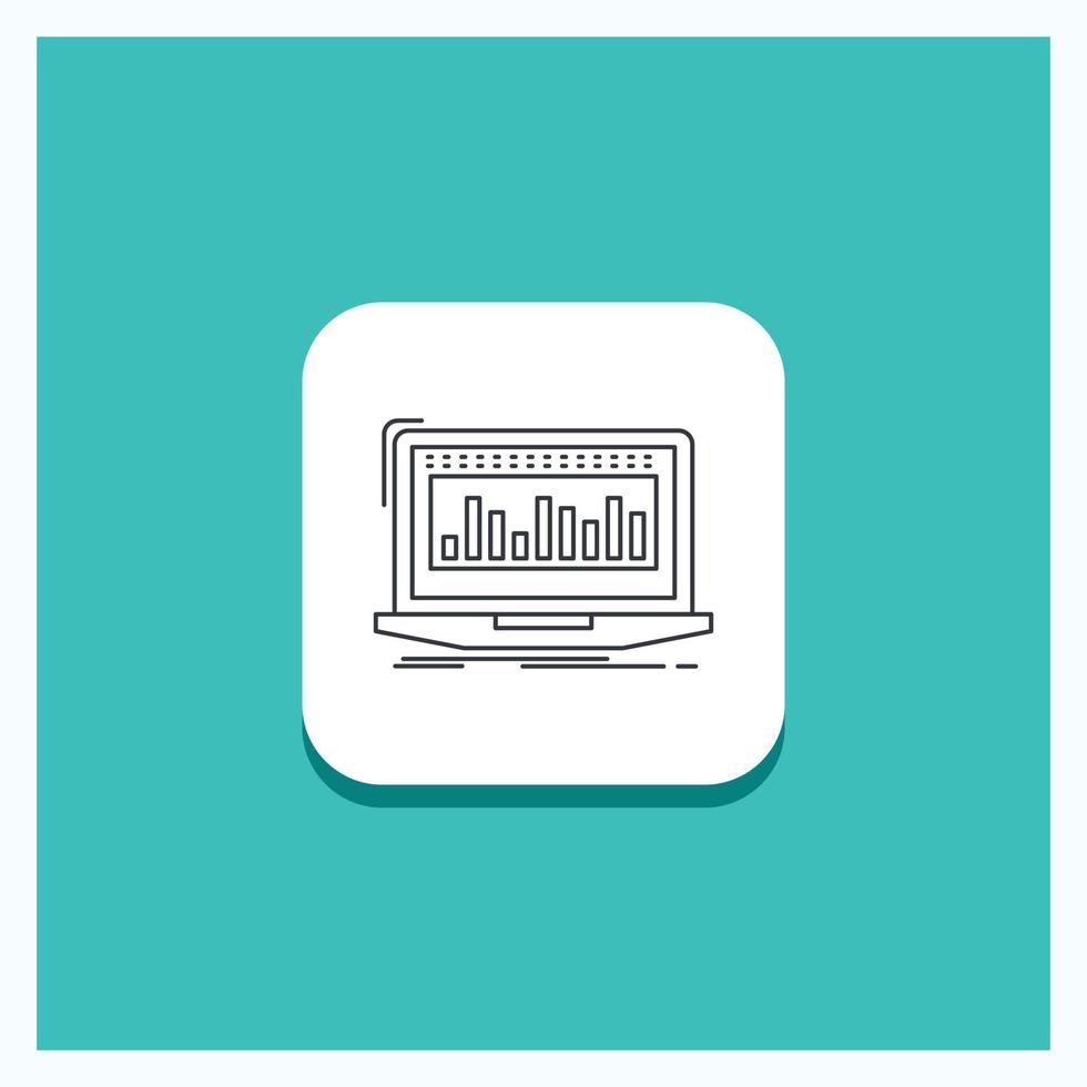 ronde knop voor gegevens. financieel. inhoudsopgave. toezicht houden. voorraad lijn icoon turkoois achtergrond vector
