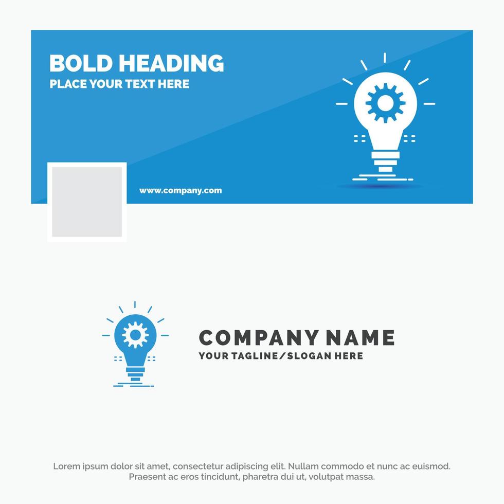 blauw bedrijf logo sjabloon voor lamp. ontwikkelen. idee. innovatie. licht. facebook tijdlijn banier ontwerp. vector web banier achtergrond illustratie