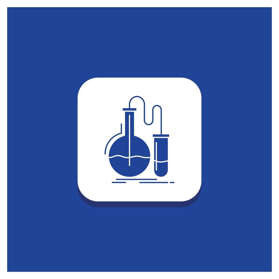 blauw ronde knop voor analyse. chemie. fles. Onderzoek. test glyph icoon vector