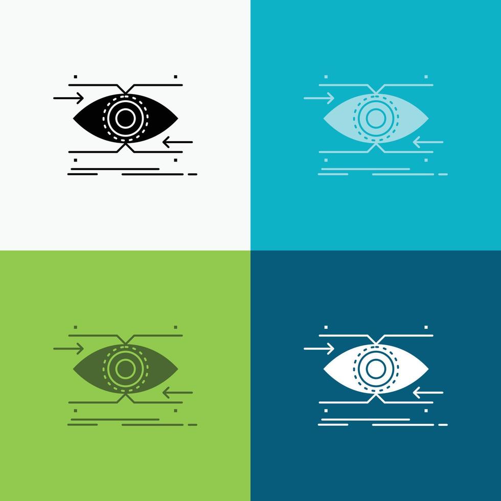 aandacht. oog. focus. op zoek. visie icoon over- divers achtergrond. glyph stijl ontwerp. ontworpen voor web en app. eps 10 vector illustratie