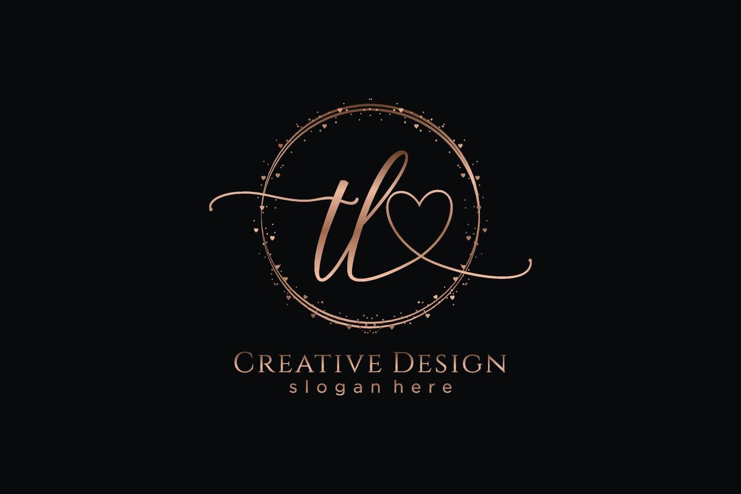 eerste tl handschrift logo met cirkel sjabloon vector logo van eerste bruiloft, mode, bloemen en botanisch met creatief sjabloon.