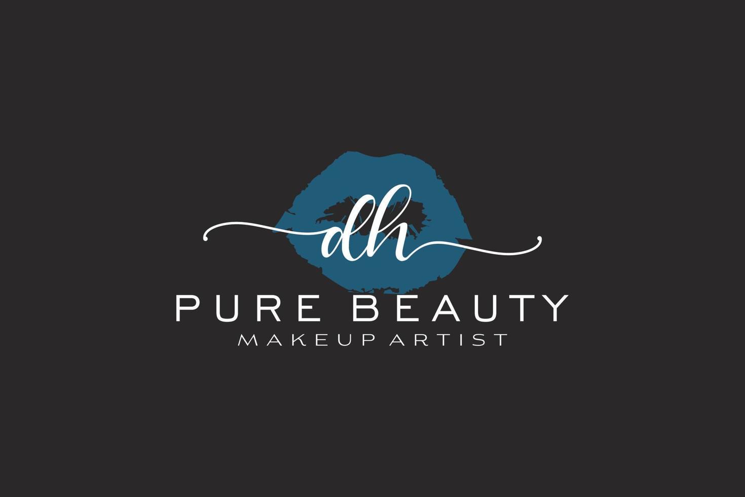 eerste dh waterverf lippen premade logo ontwerp, logo voor bedenken artiest bedrijf branding, blozen schoonheid winkel logo ontwerp, schoonschrift logo met creatief sjabloon. vector