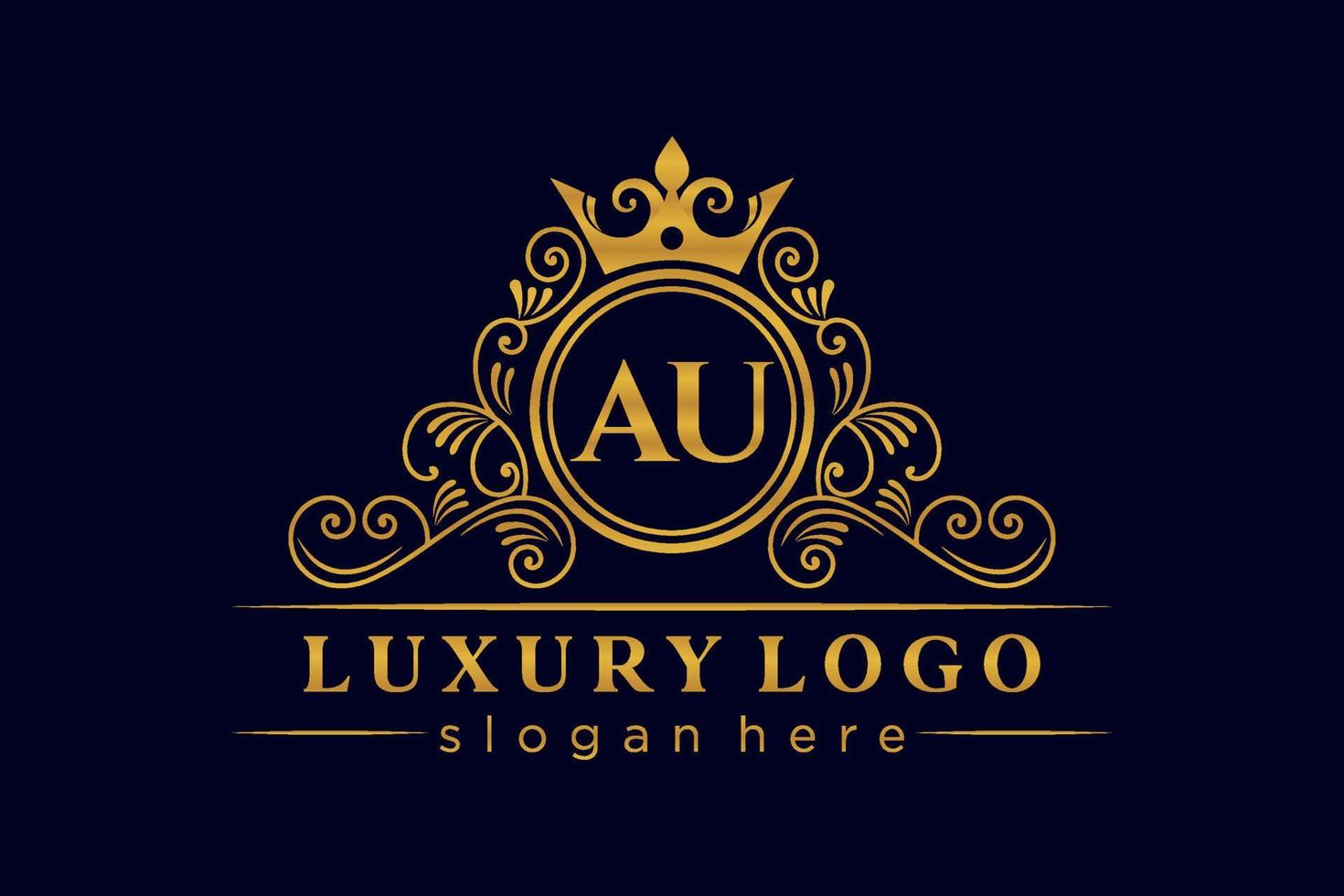 au eerste brief goud kalligrafische vrouwelijk bloemen hand- getrokken heraldisch monogram antiek wijnoogst stijl luxe logo ontwerp premie vector