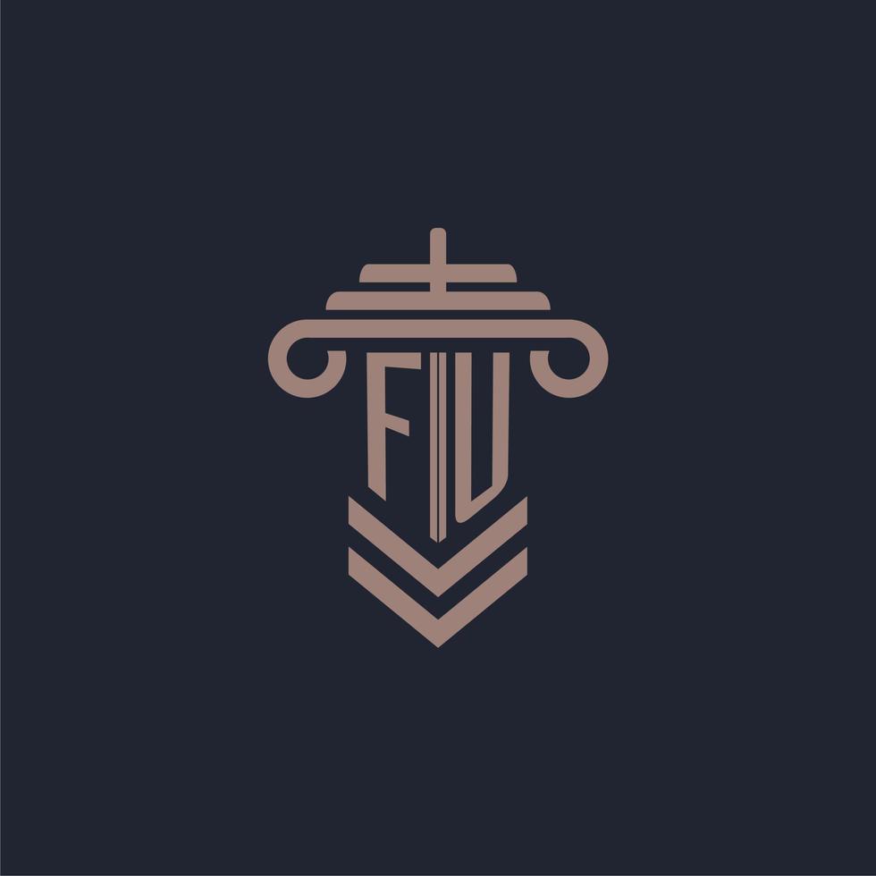 fu eerste monogram logo met pijler ontwerp voor wet firma vector beeld