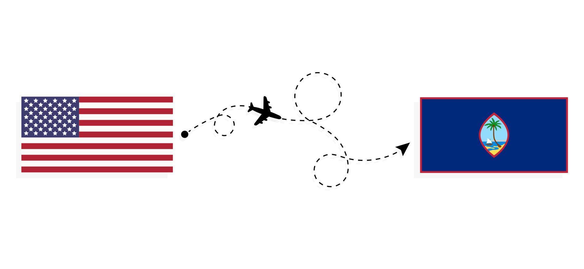 vlucht en reizen van Verenigde Staten van Amerika naar guam door passagier vliegtuig reizen concept vector