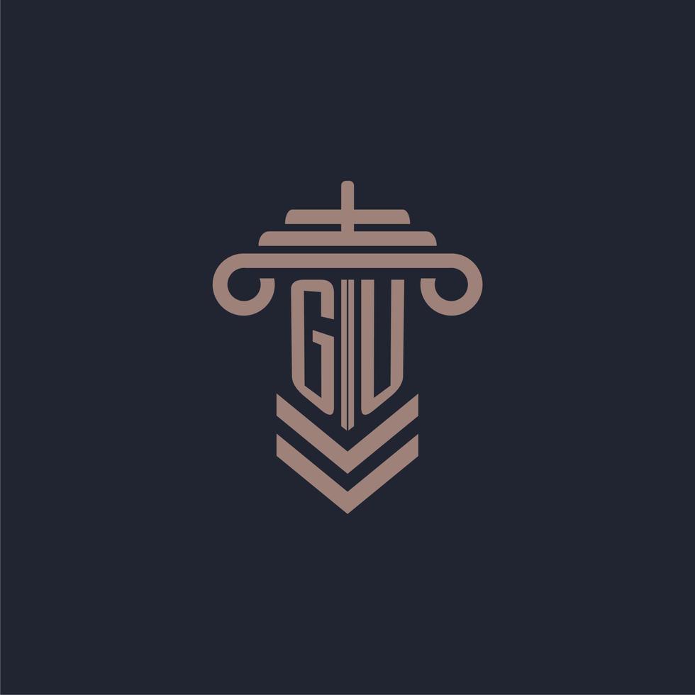 gu eerste monogram logo met pijler ontwerp voor wet firma vector beeld