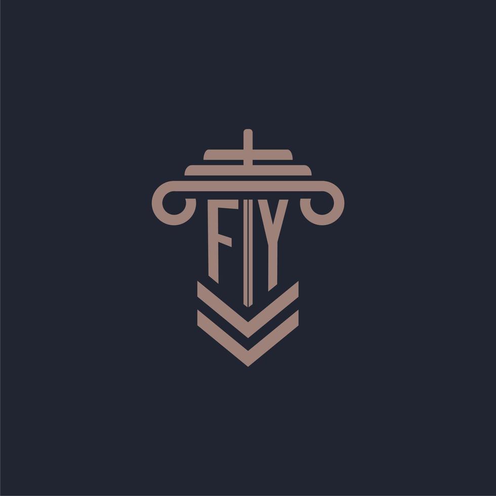 fy eerste monogram logo met pijler ontwerp voor wet firma vector beeld