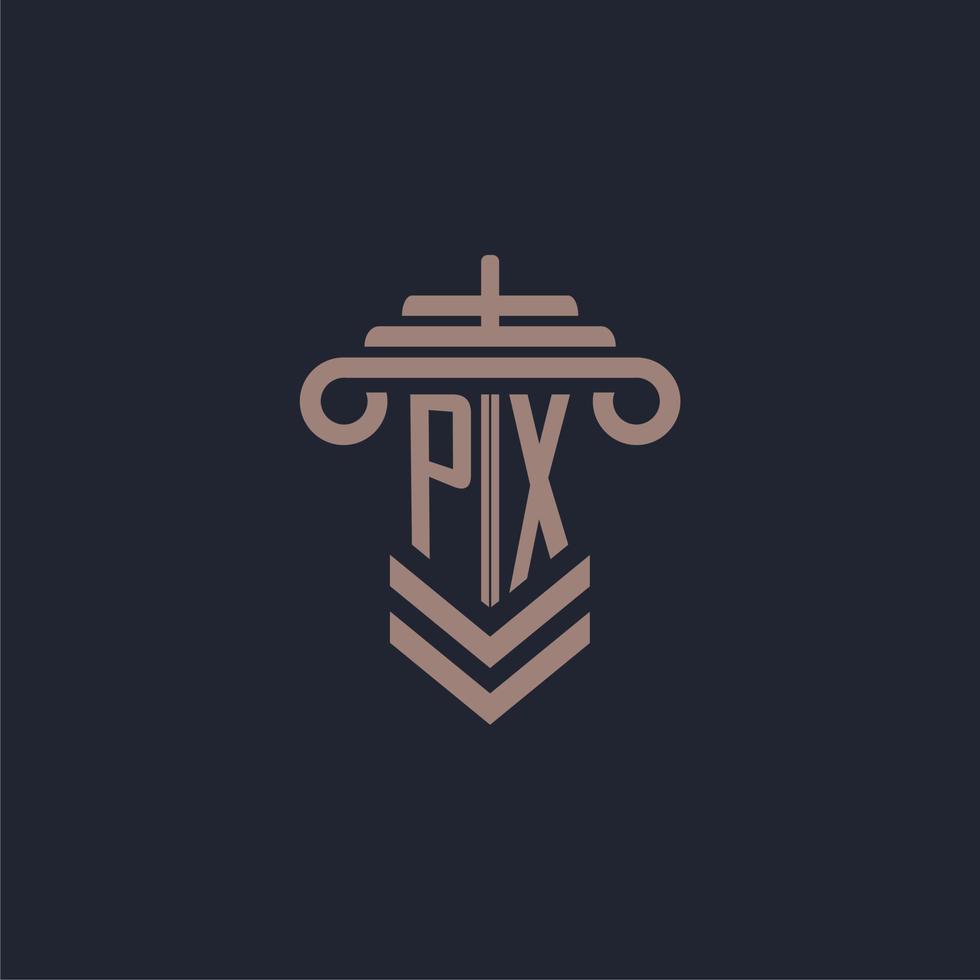 px eerste monogram logo met pijler ontwerp voor wet firma vector beeld