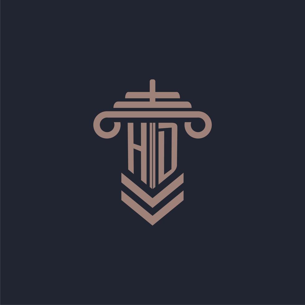 hd eerste monogram logo met pijler ontwerp voor wet firma vector beeld