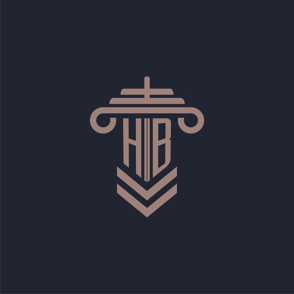 hb eerste monogram logo met pijler ontwerp voor wet firma vector beeld