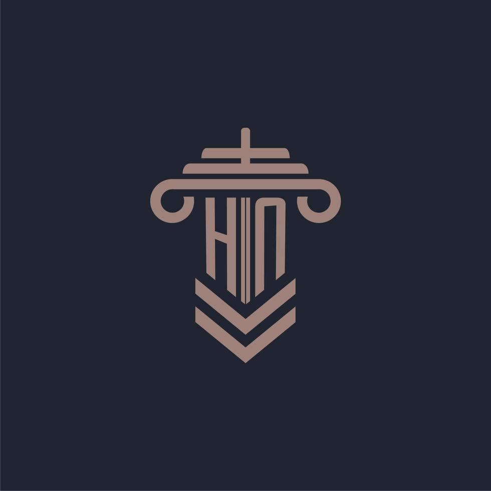 hn eerste monogram logo met pijler ontwerp voor wet firma vector beeld
