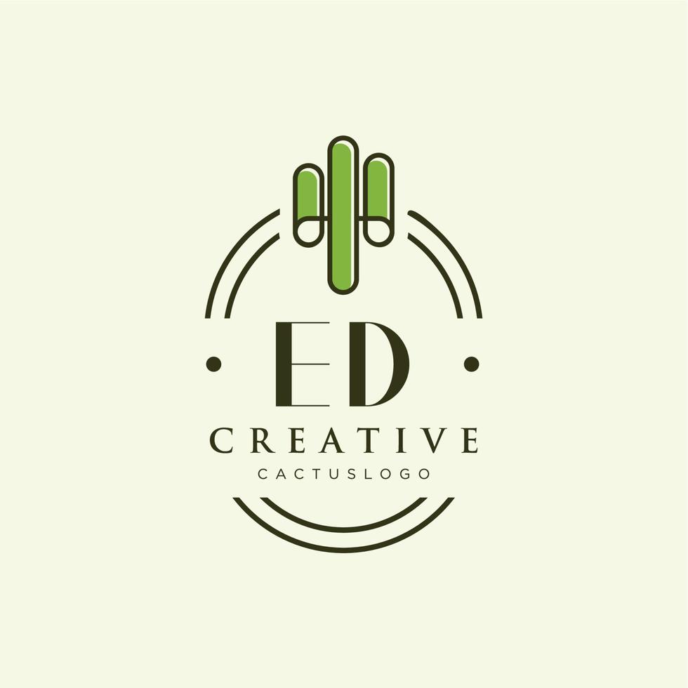 ed eerste brief groen cactus logo vector