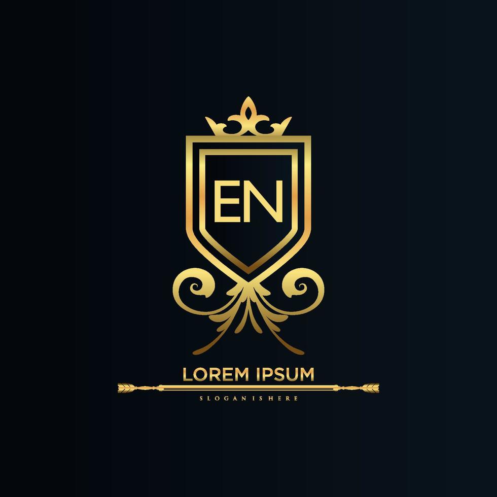 nl brief eerste met Koninklijk sjabloon.elegant met kroon logo vector, creatief belettering logo vector illustratie.