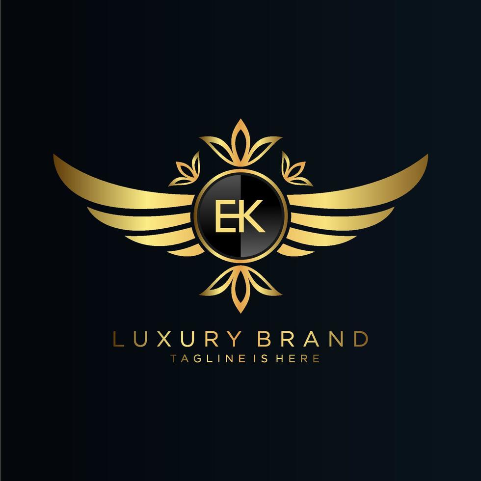 ek brief eerste met Koninklijk sjabloon.elegant met kroon logo vector, creatief belettering logo vector illustratie.