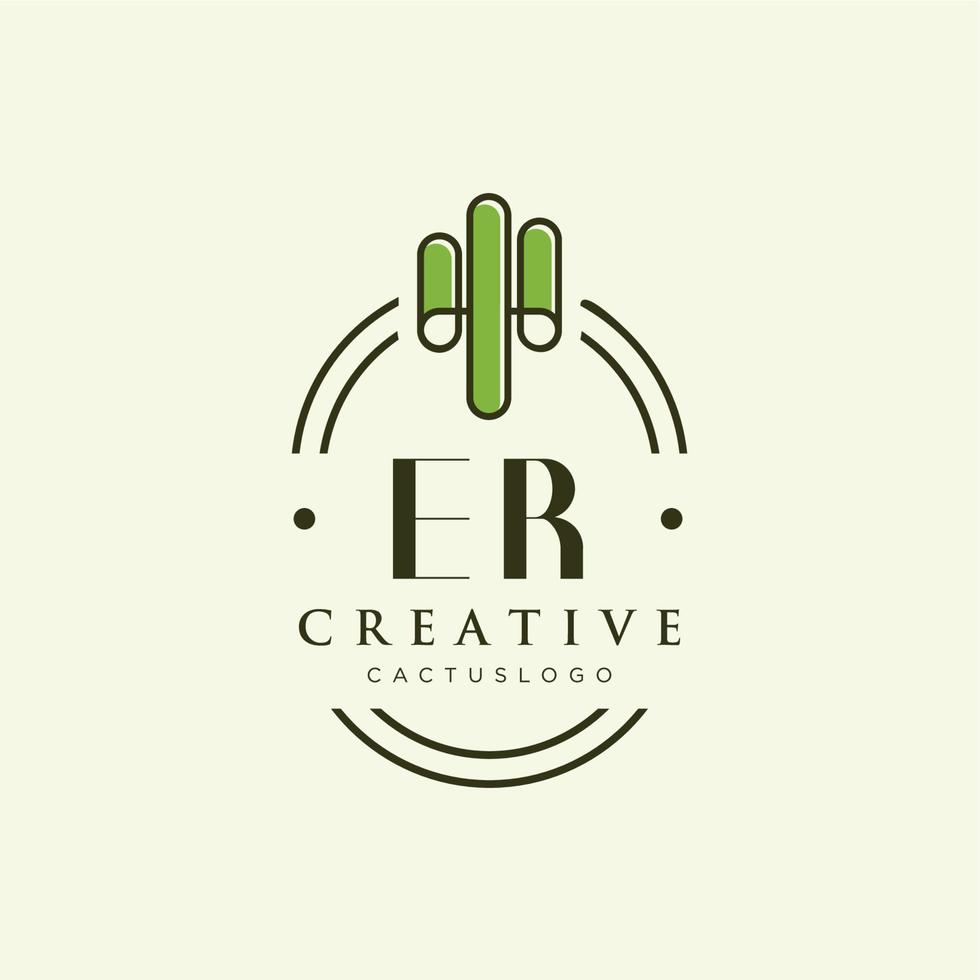 eh eerste brief groen cactus logo vector