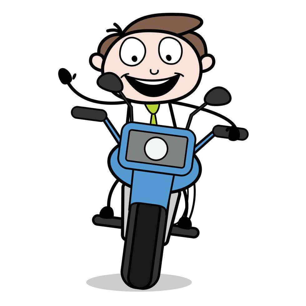 Bedrijfsmiddel van jong zakenman tekenfilm karakter rijden motor vector