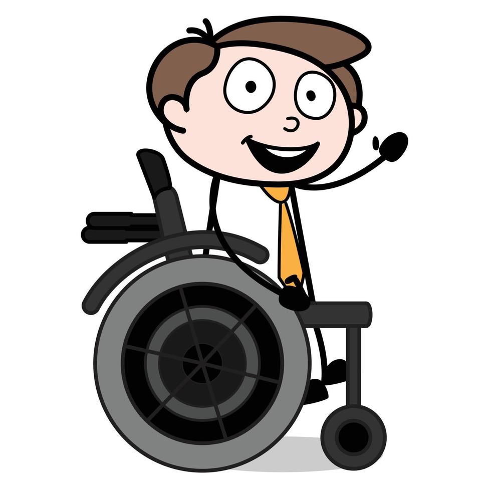 Bedrijfsmiddel van jong zakenman tekenfilm karakter in rolstoel vector