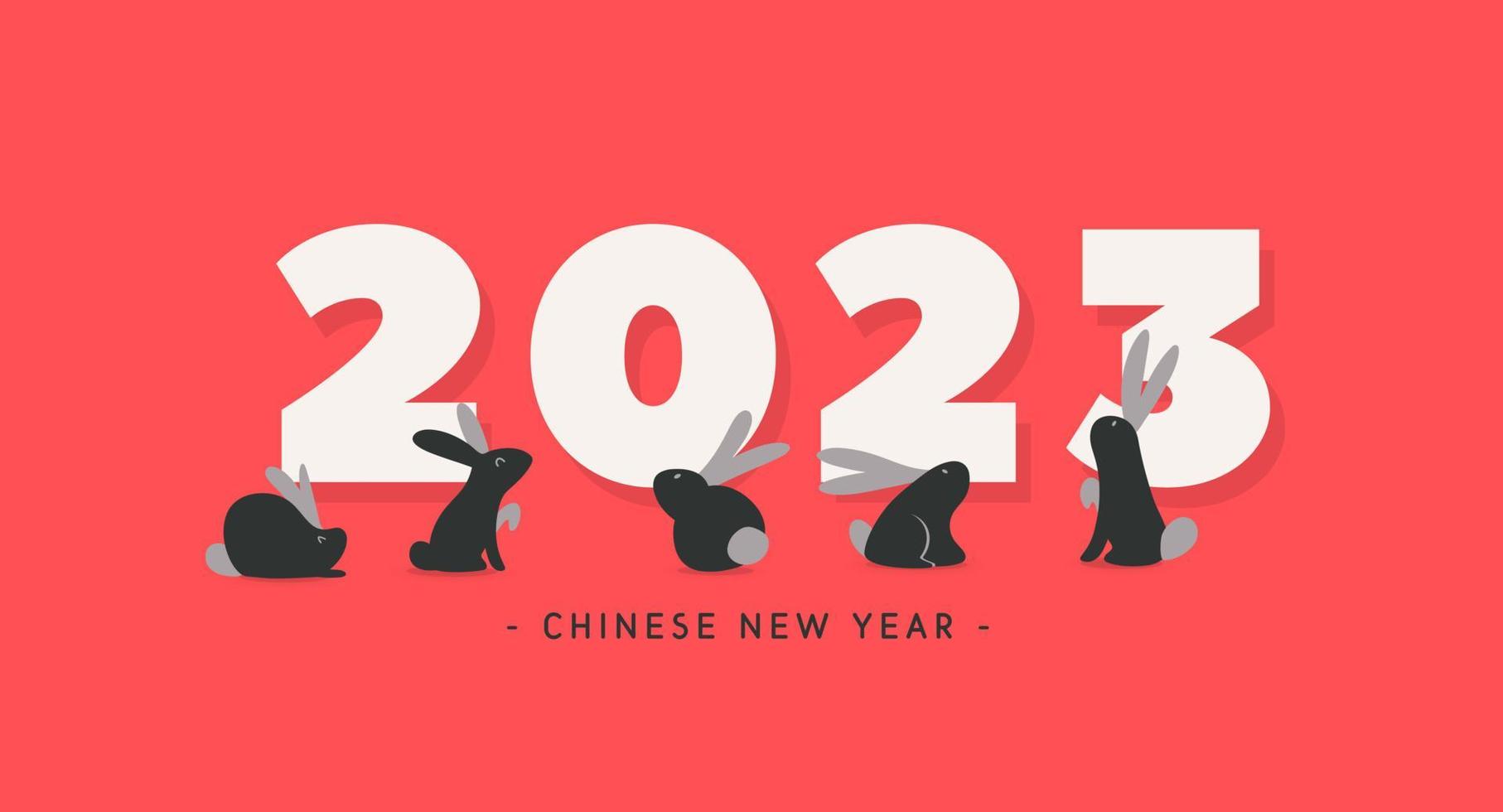 Chinese nieuw jaar 2023 de jaar van zwart konijn banier poster groet kaart ontwerp vector