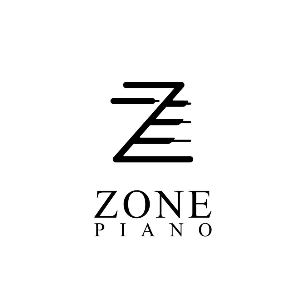 brief z met piano klassiek toon school- muziek- logo ontwerp vector