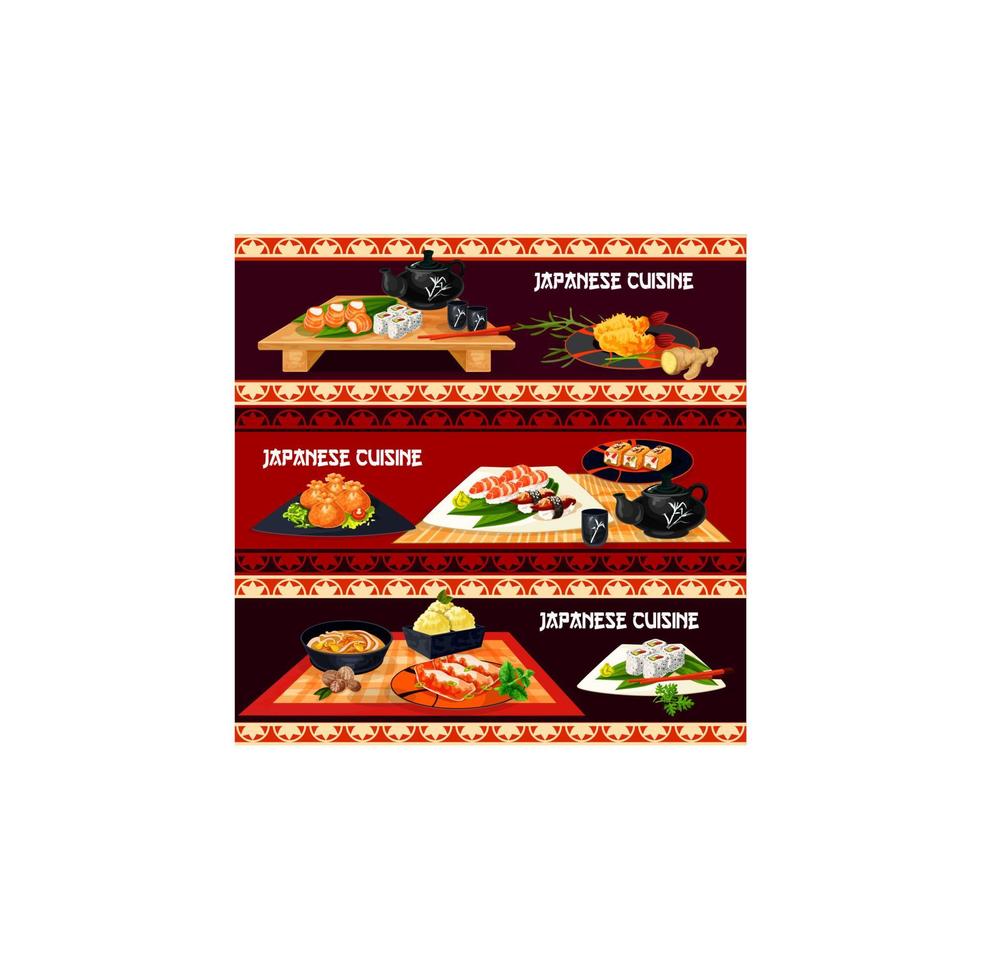 Japans keuken banier voor restaurant, sushi bar vector