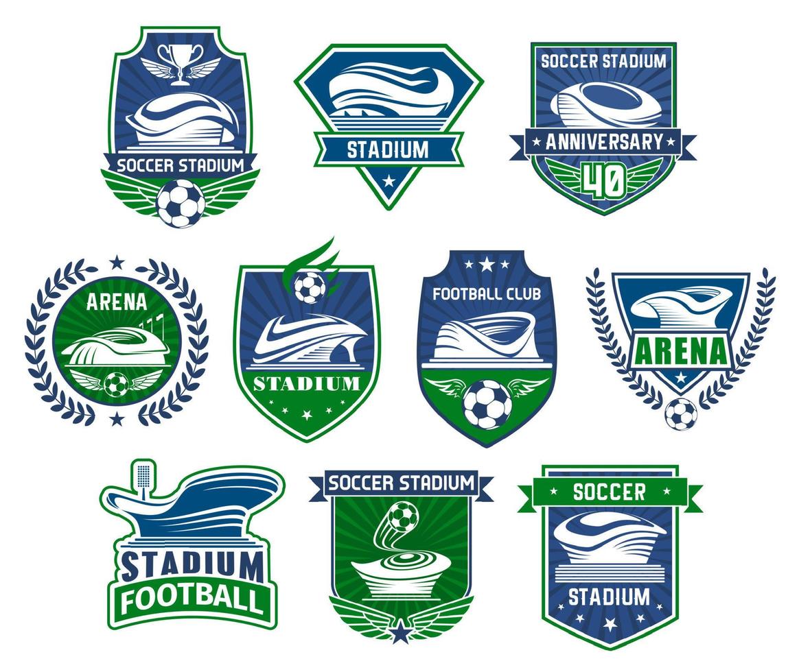 Amerikaans voetbal sport insigne met voetbal bal en stadion vector