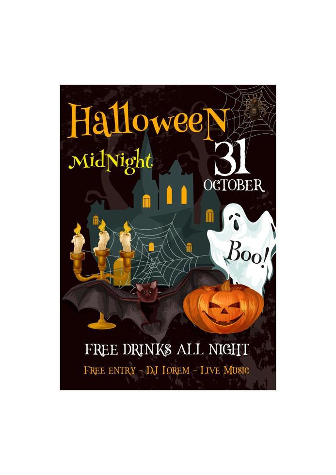 halloween partij nacht truc of traktatie vector poster