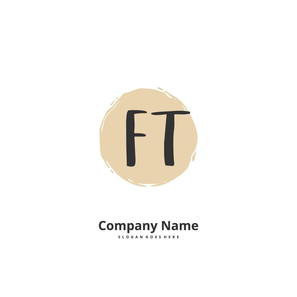 ft eerste handschrift en handtekening logo ontwerp met cirkel. mooi ontwerp handgeschreven logo voor mode, team, bruiloft, luxe logo. vector