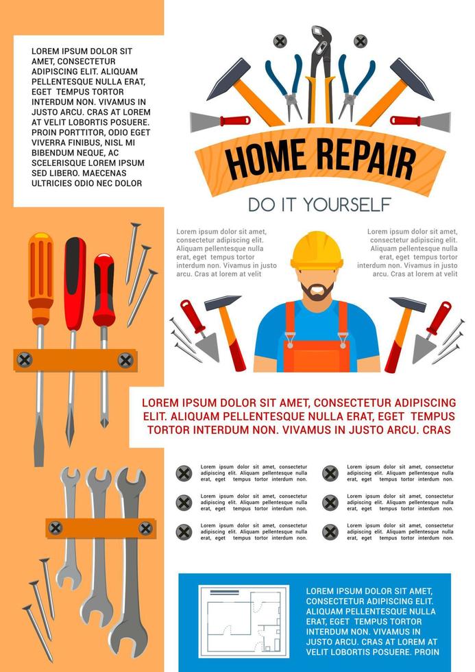 vector poster van huis reparatie werk gereedschap