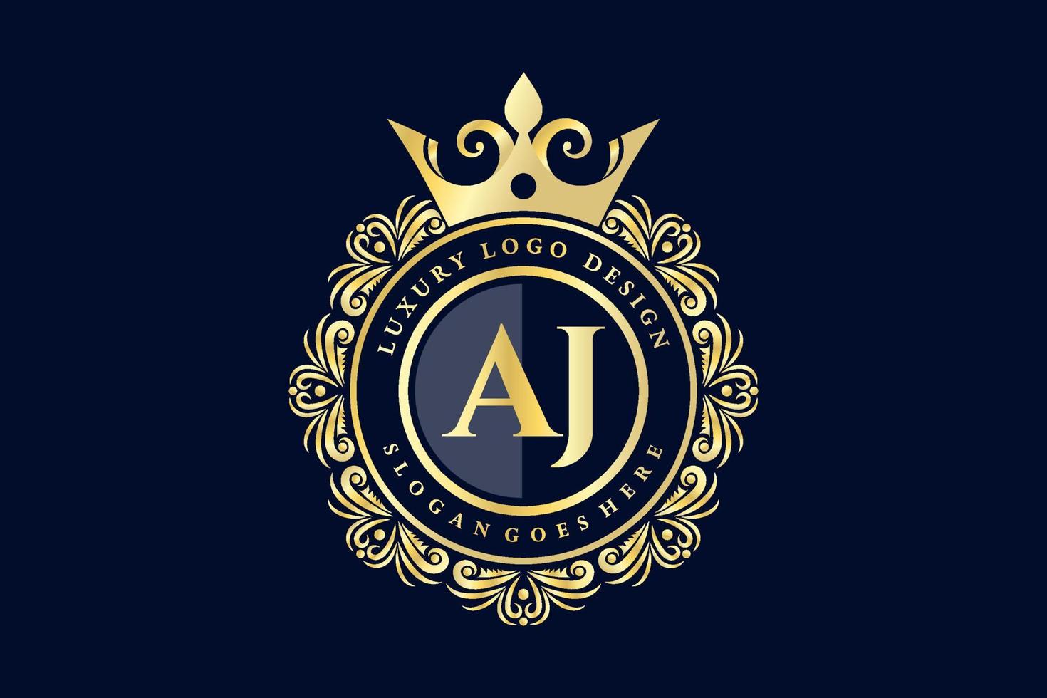 aj eerste brief goud kalligrafische vrouwelijk bloemen hand- getrokken heraldisch monogram antiek wijnoogst stijl luxe logo ontwerp premie vector