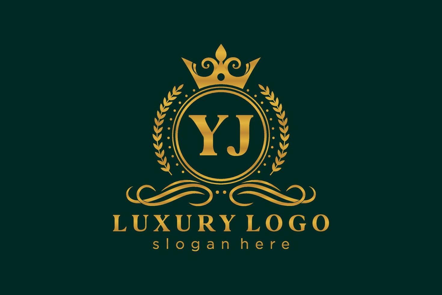 eerste yj brief Koninklijk luxe logo sjabloon in vector kunst voor restaurant, royalty, boetiek, cafe, hotel, heraldisch, sieraden, mode en andere vector illustratie.