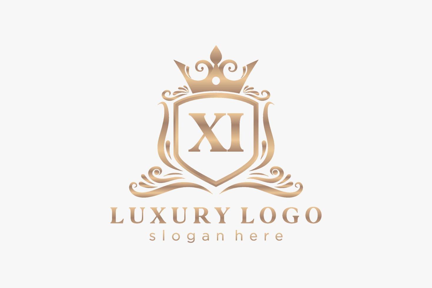 eerste xi brief Koninklijk luxe logo sjabloon in vector kunst voor restaurant, royalty, boetiek, cafe, hotel, heraldisch, sieraden, mode en andere vector illustratie.