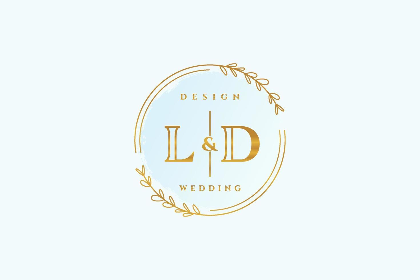 eerste ld schoonheid monogram en elegant logo ontwerp handschrift logo van eerste handtekening, bruiloft, mode, bloemen en botanisch met creatief sjabloon. vector