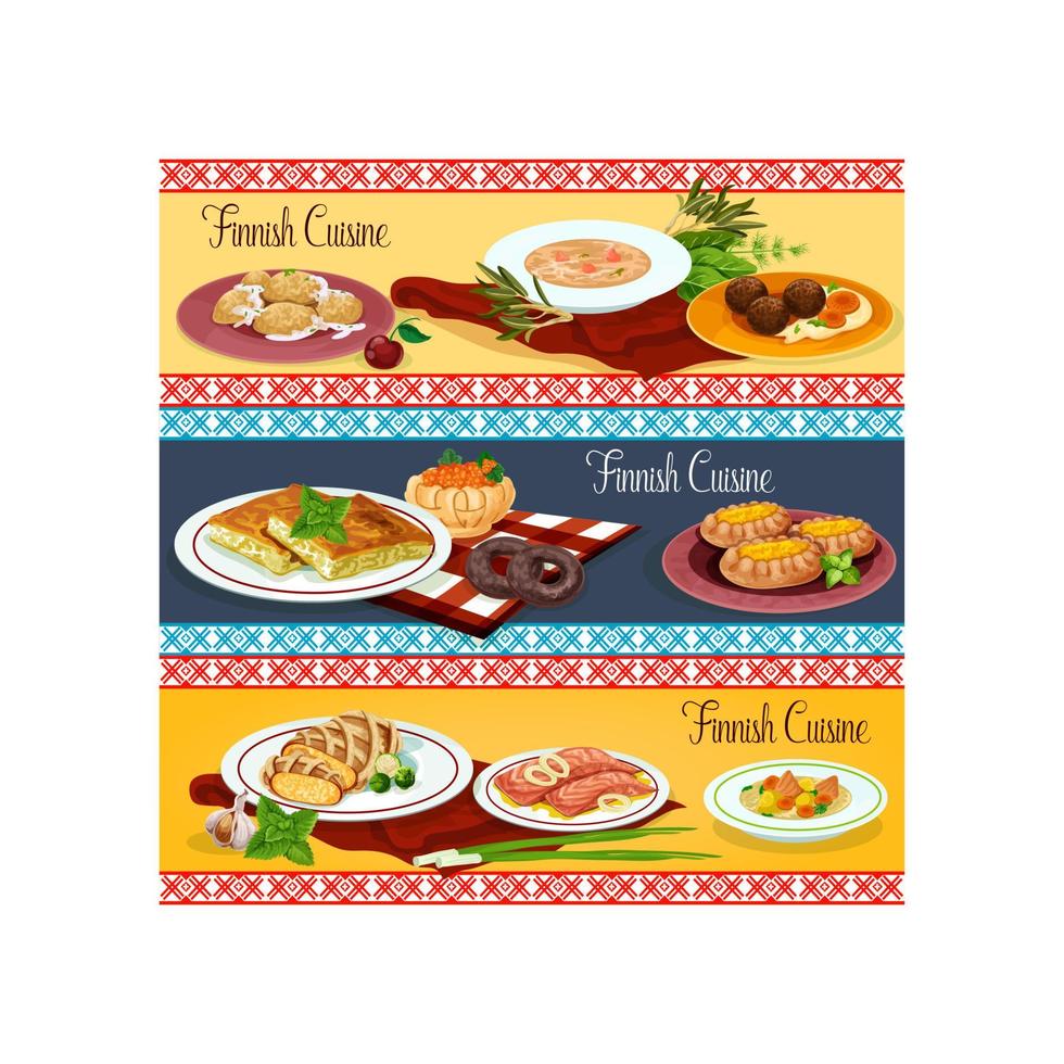 Fins keuken restaurant menu banier reeks ontwerp vector