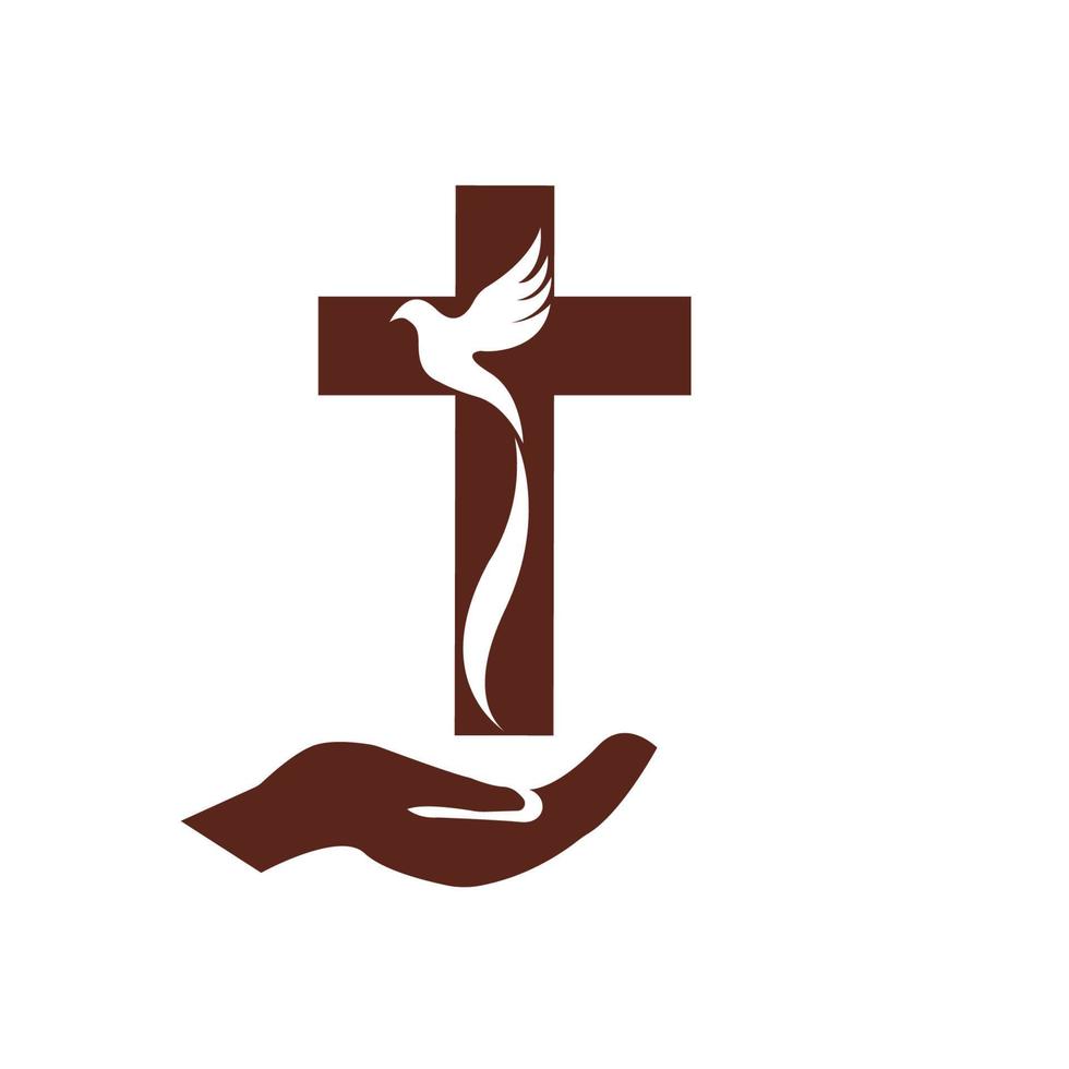 kerk christen lijn kunst logo ontwerp, christelijk symbolen. vector