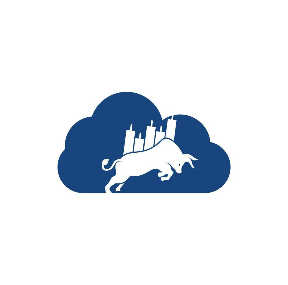 handel stier wolk vorm concept logo ontwerp. bullish handelaar lgo. forex stier logo ontwerp sjabloon vector. vector