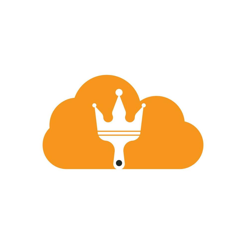 koning verf en wolk vorm concept vector logo ontwerp. kroon en verf borstel icoon.