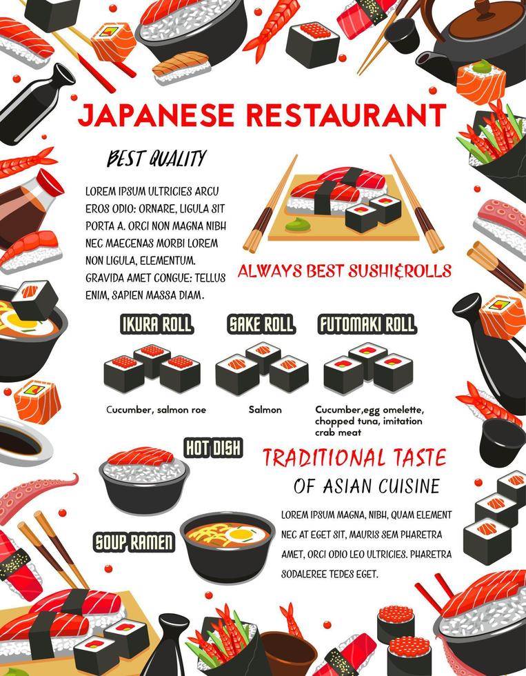 vector poster voor Japans sushi restaurant