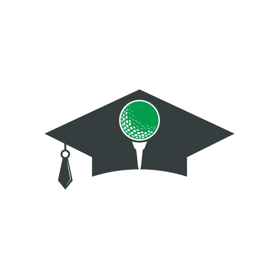 diploma uitreiking hoed en golf bal logo ontwerp. golf school- icoon logo ontwerp element. golf academie logo vector icoon.