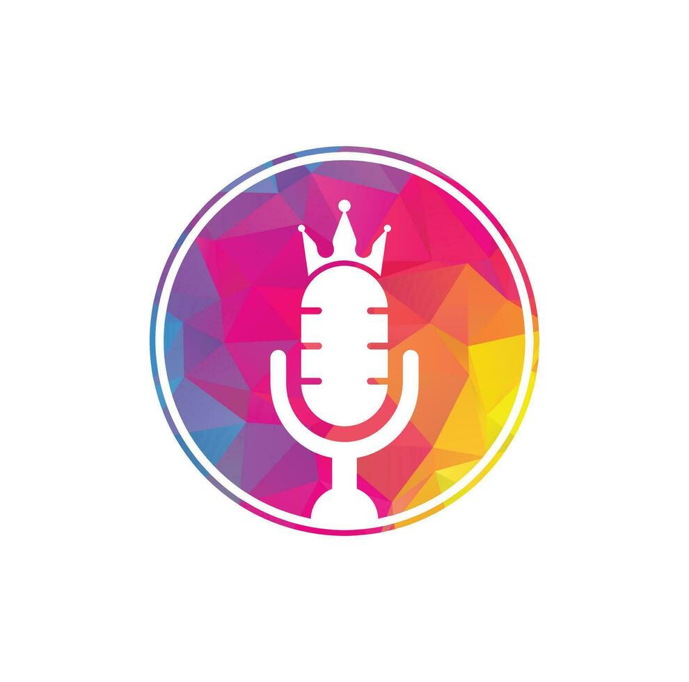 podcast koning vector logo ontwerp. koning muziek- logo ontwerp concept.