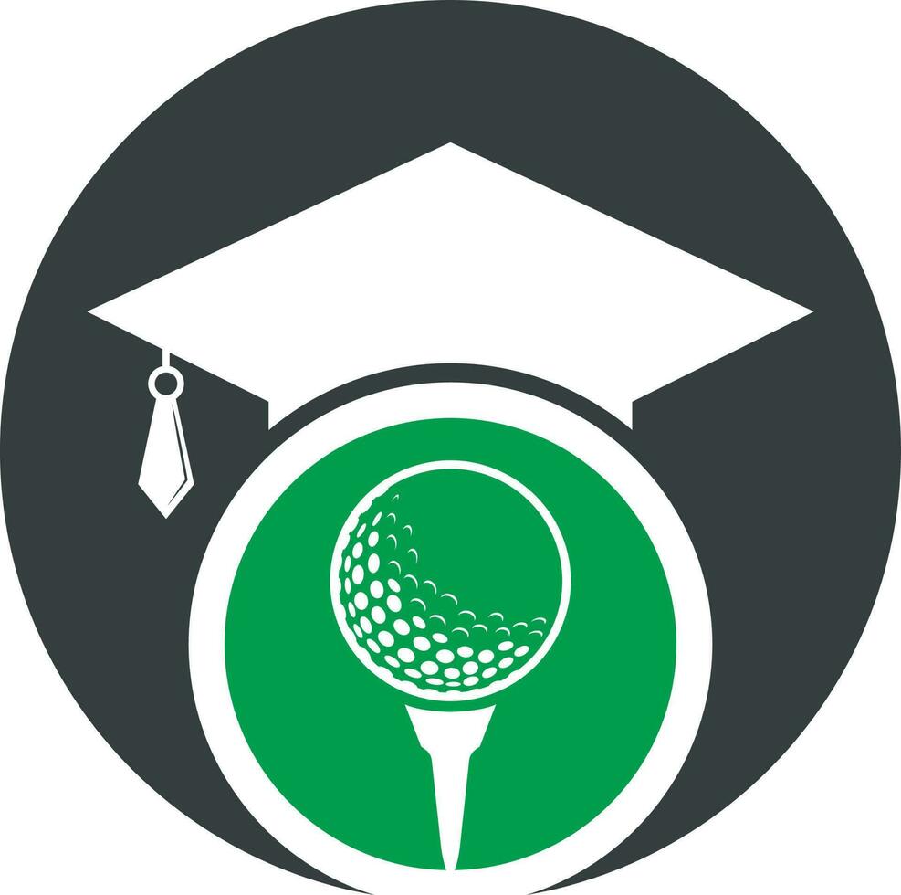 diploma uitreiking hoed en golf bal logo ontwerp. golf school- icoon logo ontwerp element. golf academie logo vector icoon.