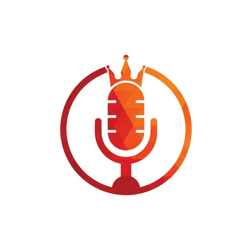 podcast koning vector logo ontwerp. koning muziek- logo ontwerp concept.