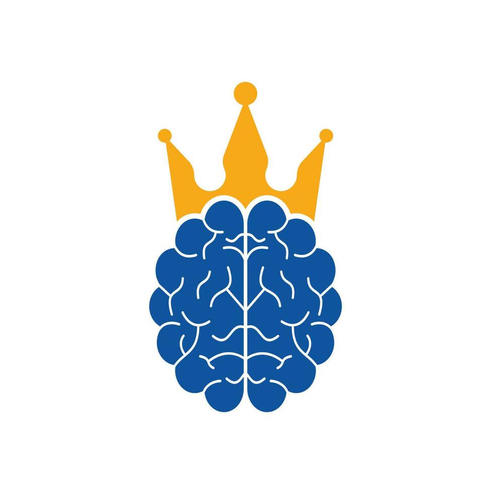 kroon hersenen logo icoon ontwerp. slim koning vector logo ontwerp. menselijk hersenen met kroon icoon ontwerp.