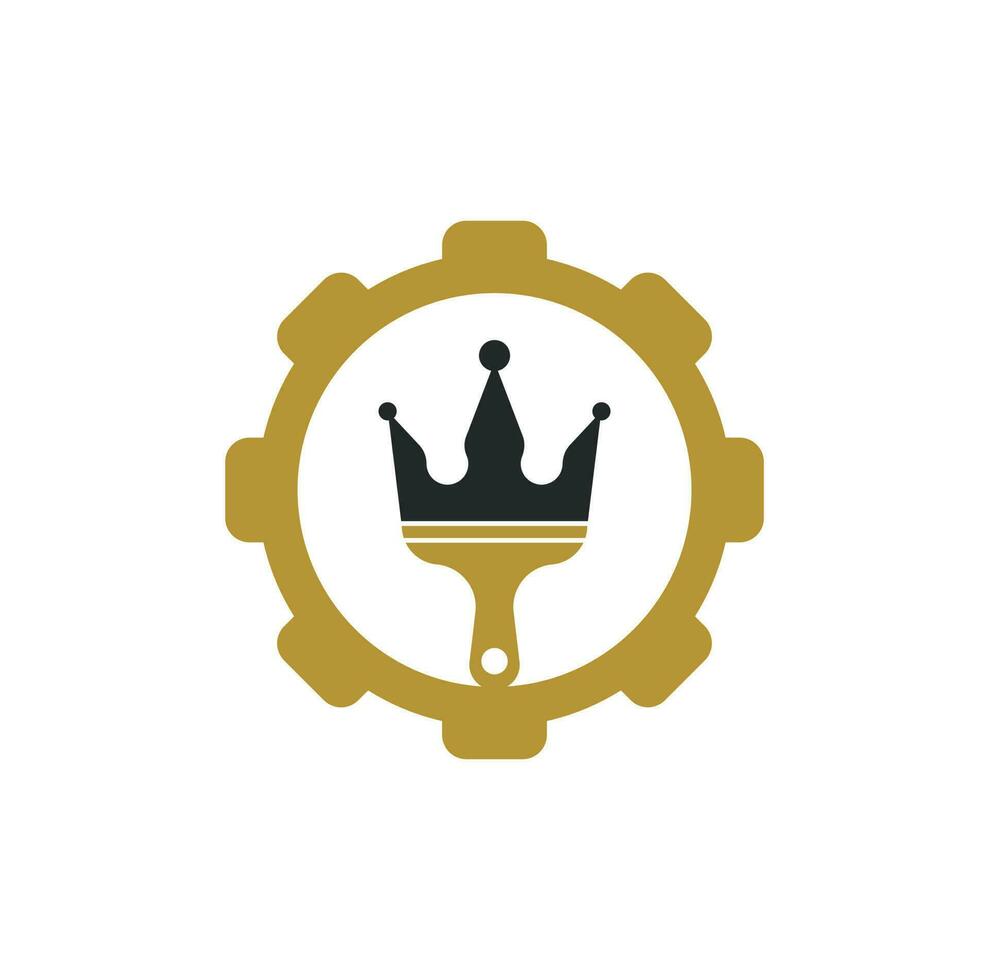 koning verf en uitrusting vorm concept vector logo ontwerp. kroon en verf borstel icoon.