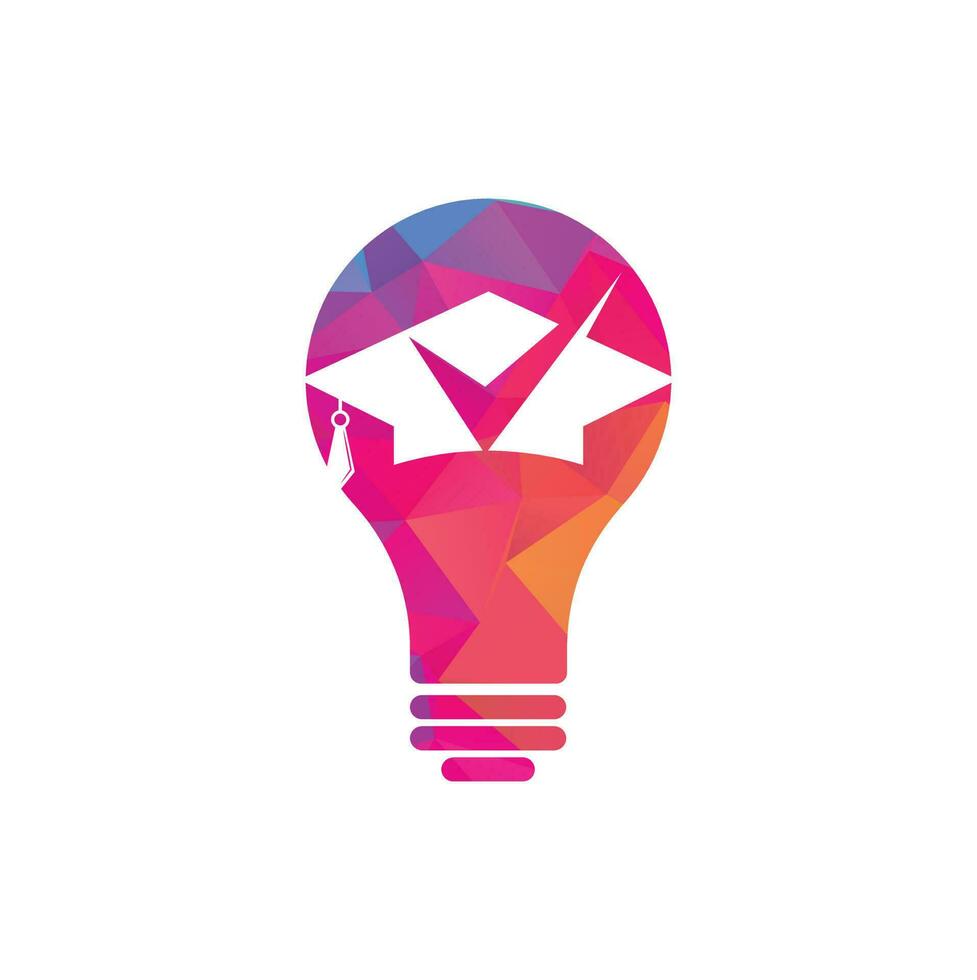 diploma uitreiking hoed en controleren lamp vorm concept logo ontwerp. onderwijs logo ontwerp en controleren Mark logo. vector