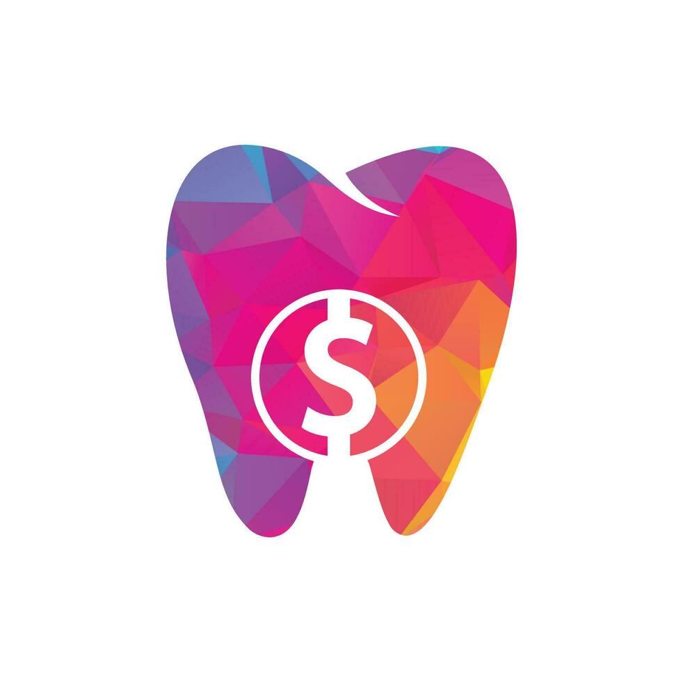 tandheelkundig dollar logo vector. tand en dollar munt vector icoon. tandheelkundig besparing geld symbool, logo illustratie.