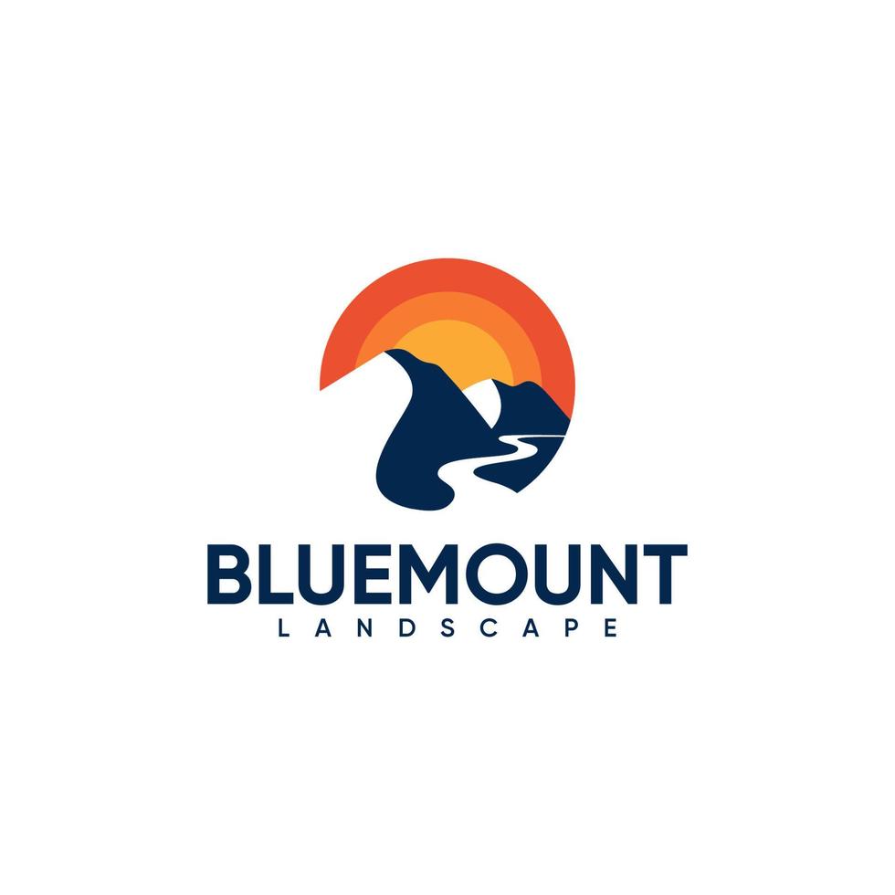 blauw monteren landschap logo ontwerp vector