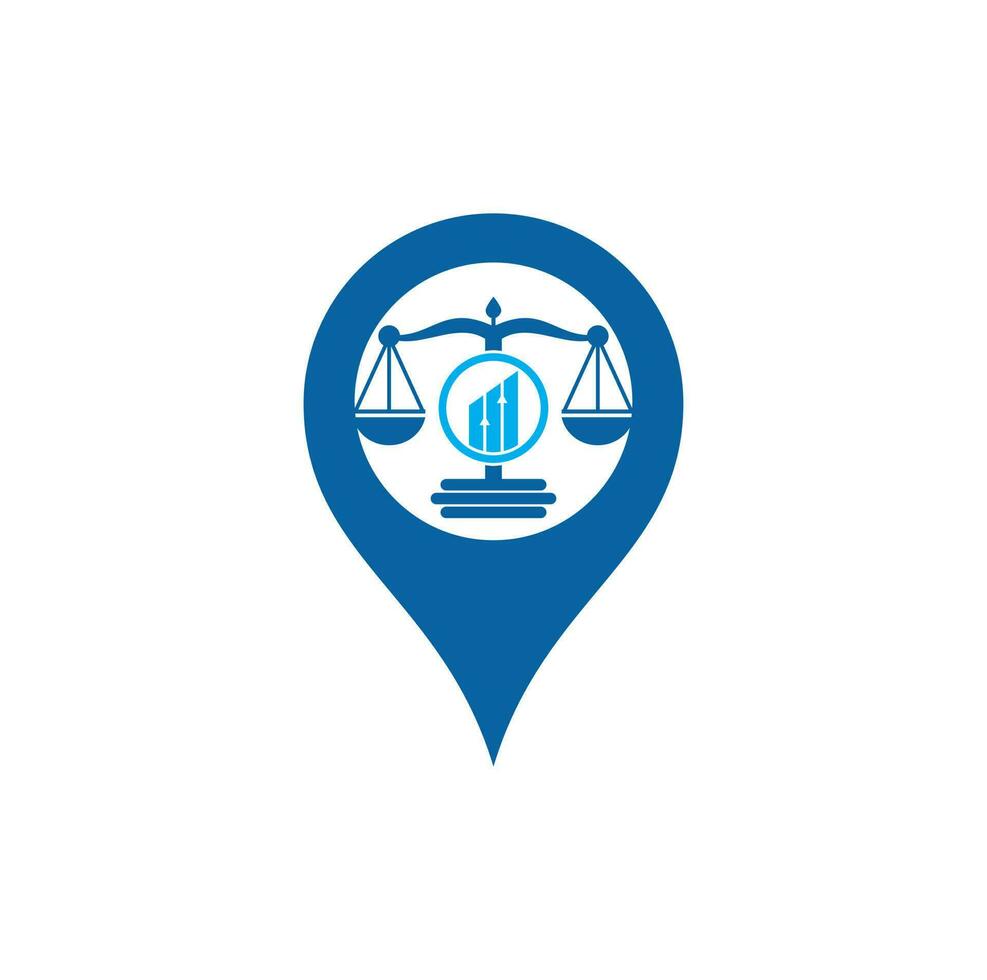 gerechtigheid financiën GPS vorm logo vector sjabloon. creatief wet firma met diagram logo ontwerp concepten